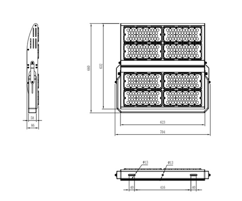 Inventronicsの運転者は工場スーパーマーケットのための洪水の照明設備アルミニウム収容800W 960Wを導きました